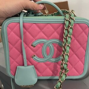 Chanel Pink and Green Quilted Bag